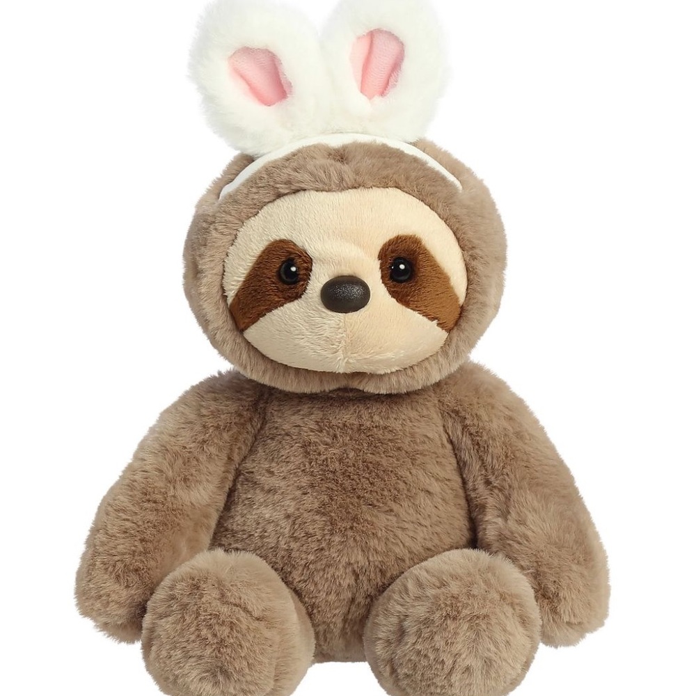 Adorable Brown Plush Sloth Toy with Bunny Ears